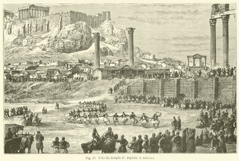 Fete du temple de Jupiter, a Athenes (rycina) autorstwa European School