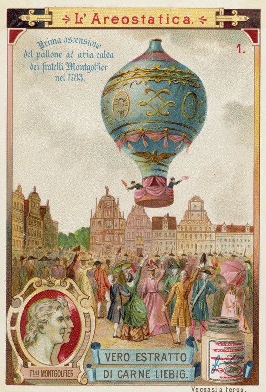 Pierwszy lot balonu na ogrzane powietrze Montgolfier Brothers, 1783 r. autorstwa European School