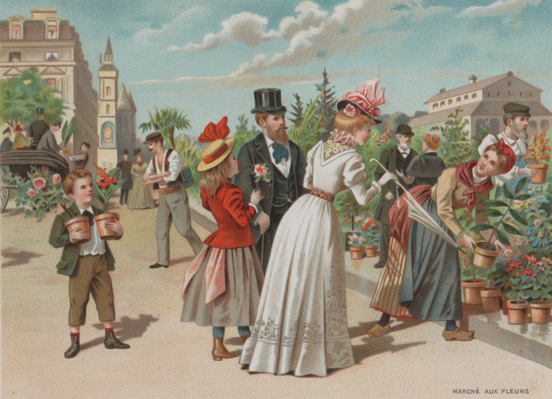 Targ kwiatowy (chromolitho) autorstwa European School