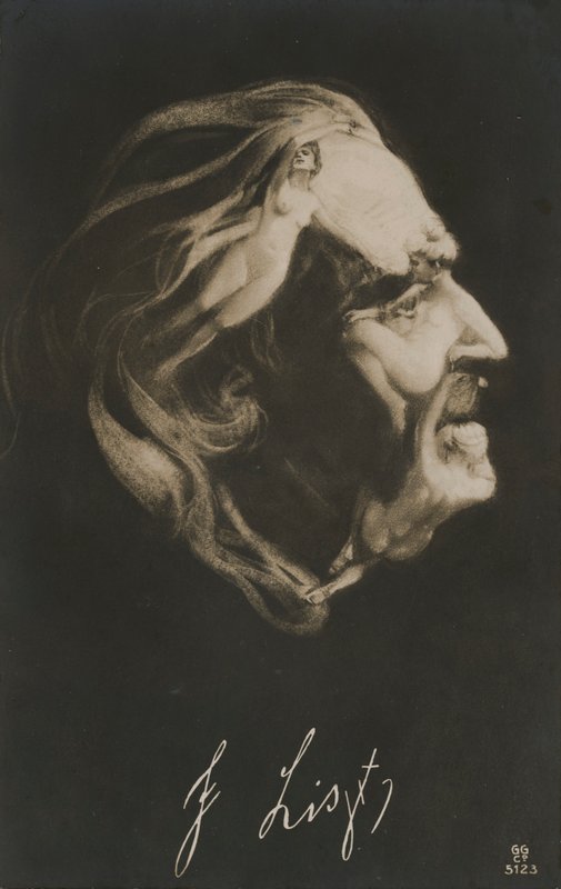 Franciszek Liszt, węgierski kompozytor, dyrygent i pianista (litografia) autorstwa European School