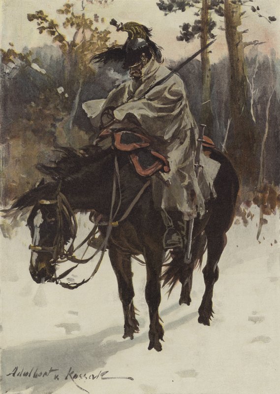 Francuski kirasjer na służbie wartowniczej (1812) (kolor lito) autorstwa European School