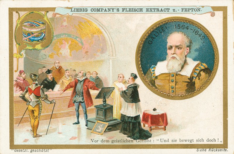 Galileusz, karta Liebig, początek XX wieku (chromo) autorstwa European School