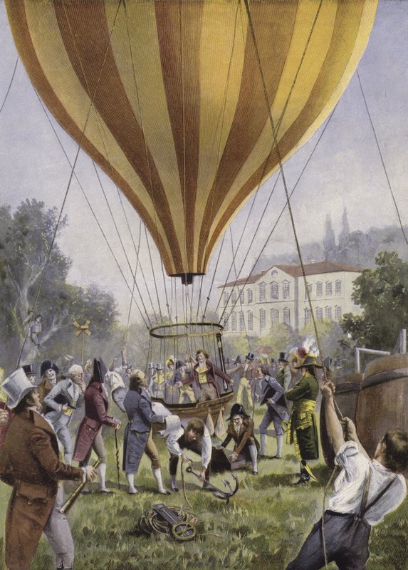 Lot balonem Gay-Lussaca z Paryża, 9 września 1804 (kolor lito) autorstwa European School