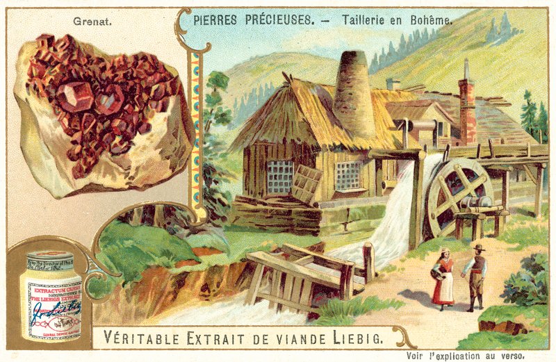 Cięcie kamieni szlachetnych w Czechach (chromolitho) autorstwa European School