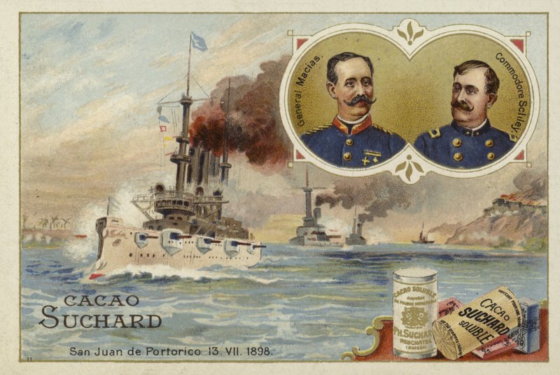 Generał Manuel Macias i komandor Winfield Scott Schley, San Juan de Puerto Rico, wojna hiszpańsko-amerykańska, 13 lipca 1898 autorstwa European School