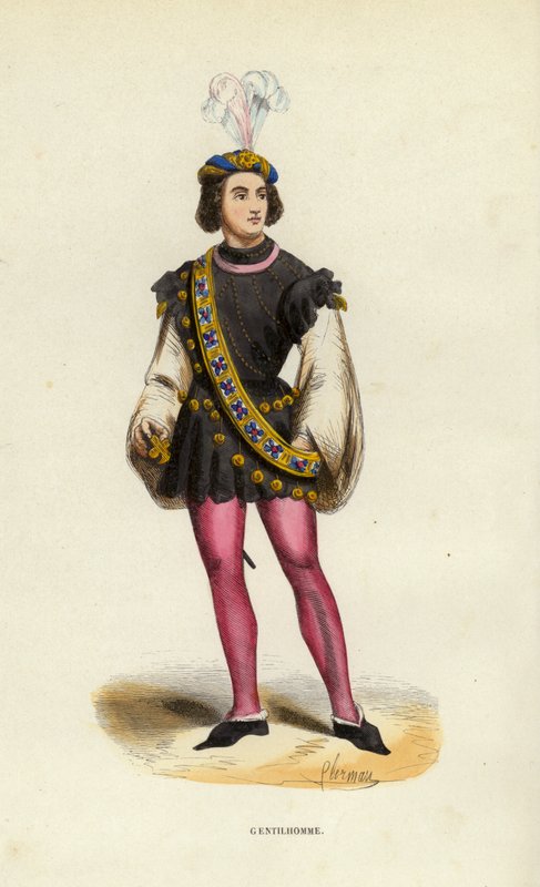 Gentilhomme (kolorowy grawer) autorstwa European School