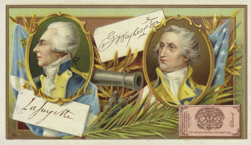 Gilbert du Motier, markiz de Lafayette i George Washington autorstwa European School