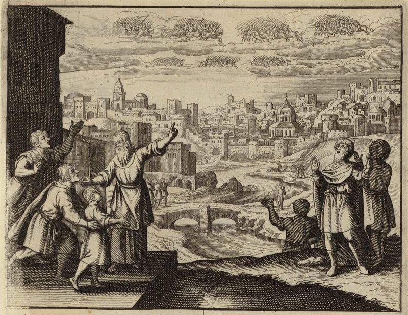 Jazda w złocie w powietrzu nad Jerozolimą (rycina) autorstwa European School