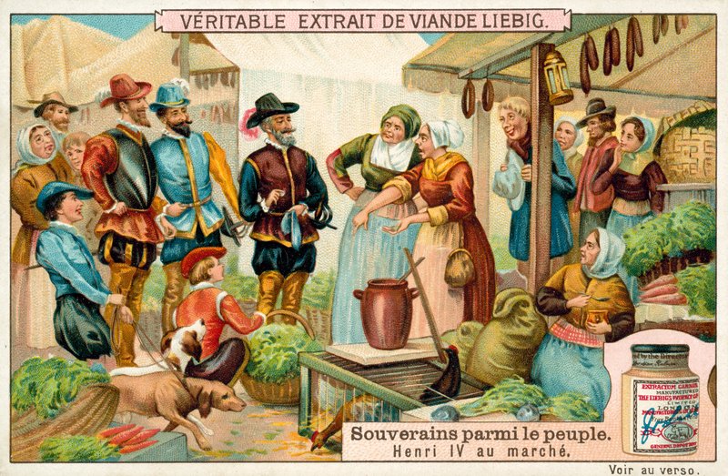 Henryk IV Francji na targu (chromolitho) autorstwa European School