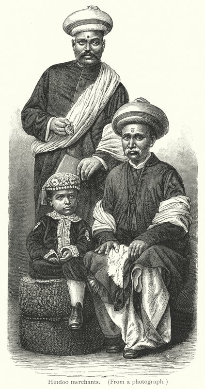 Handlarze hinduistyczni (grawerowanie) autorstwa European School