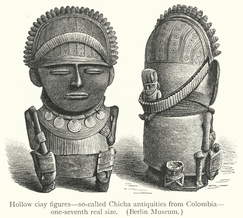 Puste figurki ciay, tzw. antyki Chicha z Kolumbii (rycina) autorstwa European School