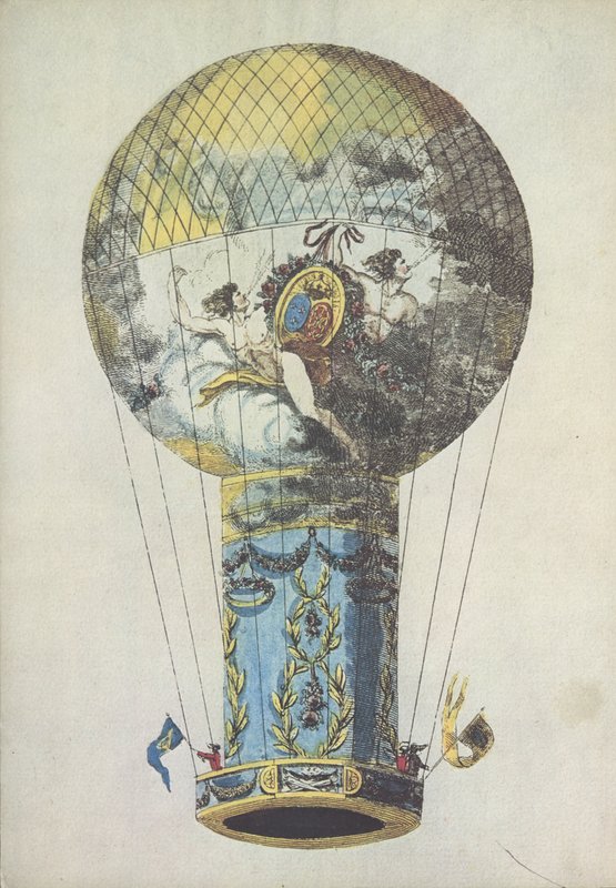 Balon na ogrzane powietrze (kolorowy grawer) autorstwa European School