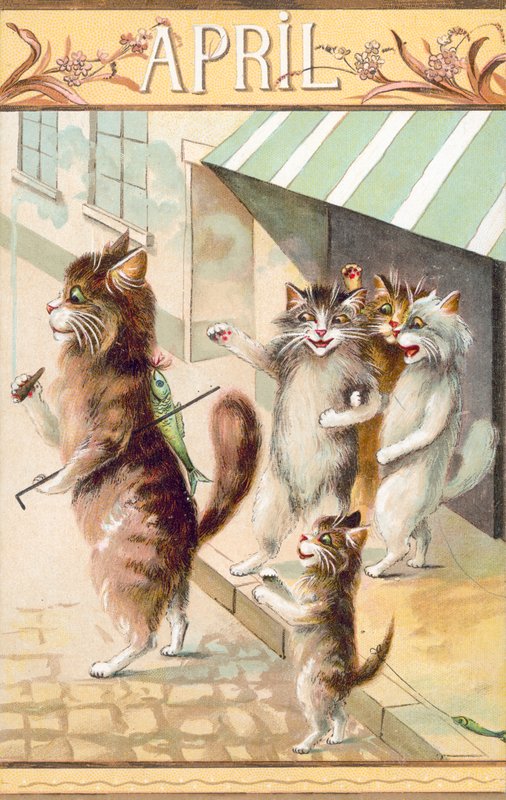 Humorystyczna pocztówka z kotem (kolorowa litografia) autorstwa European School