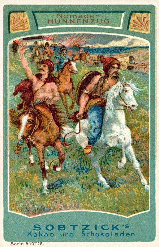 Hunowie (chromolitho) autorstwa European School