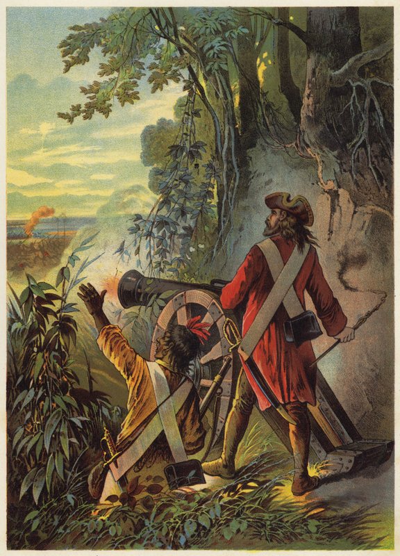 Ilustracja do filmu Robinson Crusoe (kolorowa litografia) autorstwa European School