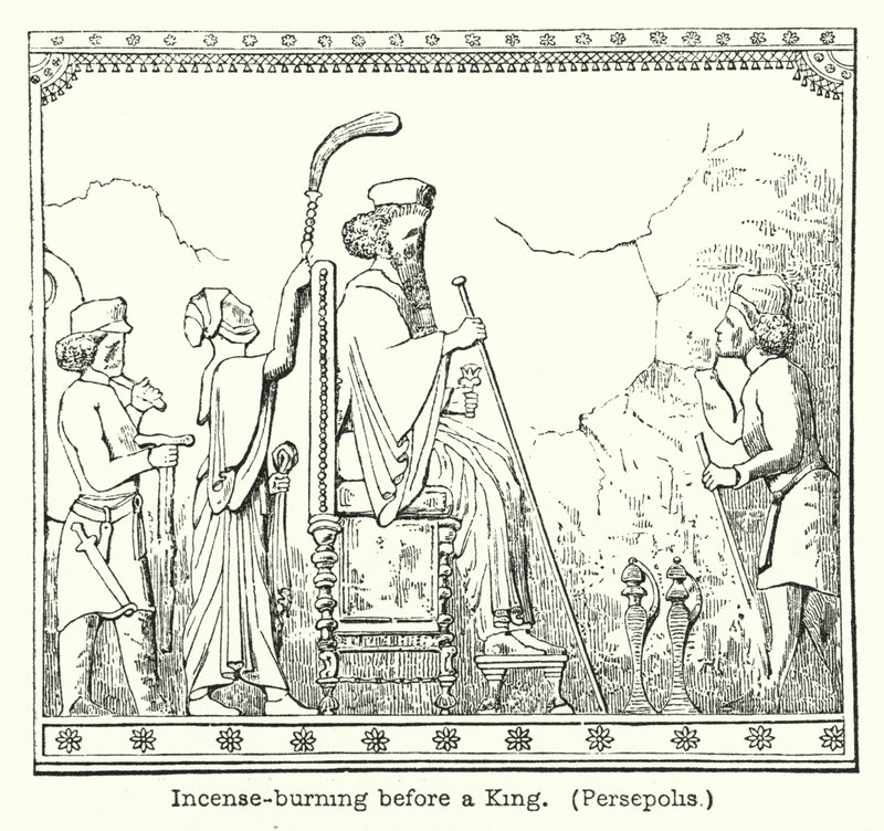 Palenie kadzidła przed królem, Persepolis (rycina) autorstwa European School