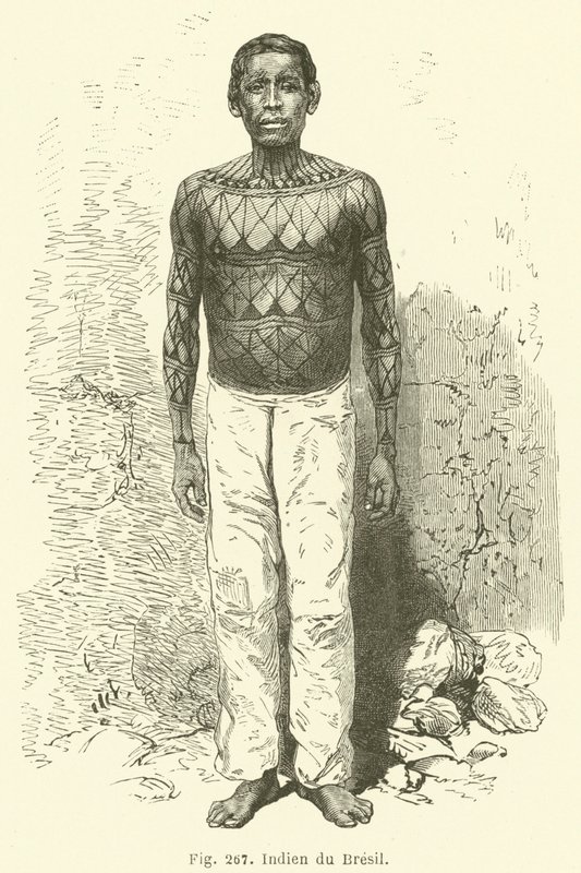 Brazylijski Indianin (grawerowanie) autorstwa European School
