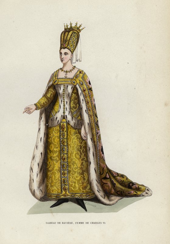 Isabeau De Baviere, żona Karola VI (kolorowy grawerunek) autorstwa European School