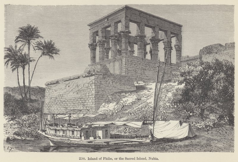 Wyspa Philae lub Święta Wyspa, Nubia (rycina) autorstwa European School