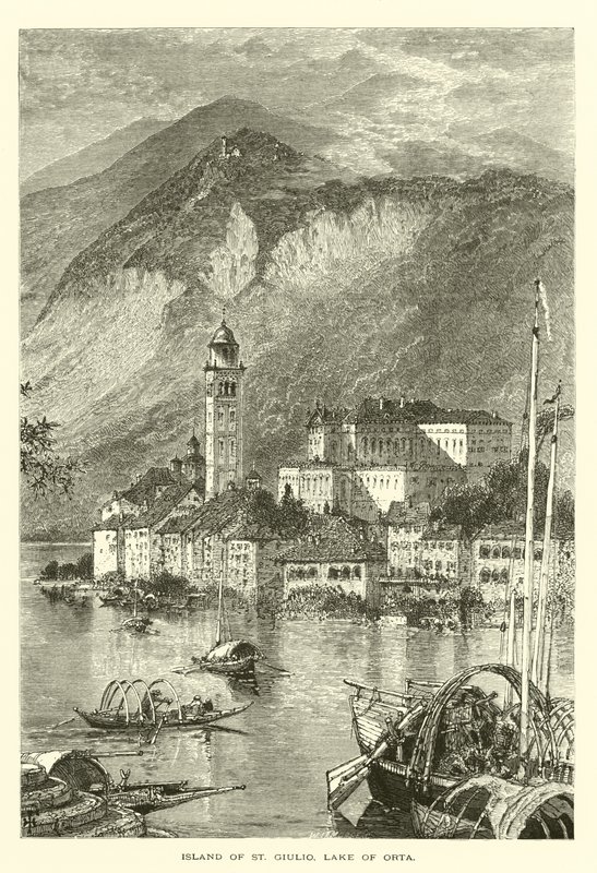 Wyspa św Giulio, jezioro Orta (rycina) autorstwa European School