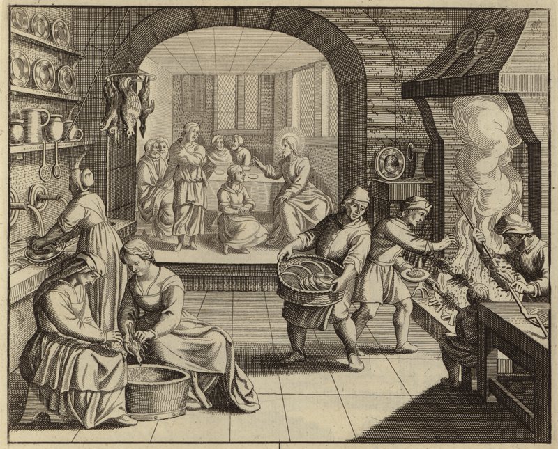 Jezus Chrystus w domu Marty i Marii (rycina) autorstwa European School