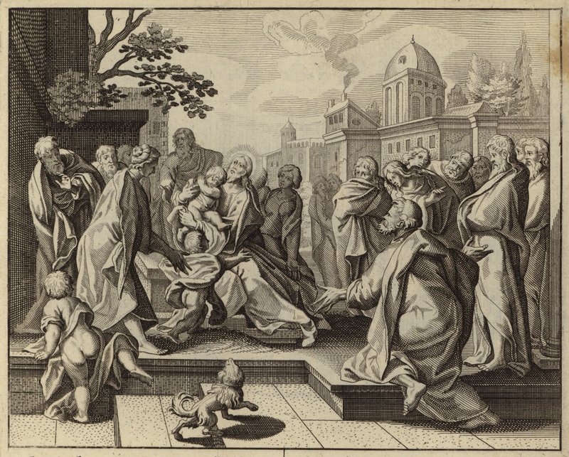 Jezus Chrystus błogosławi małe dzieci (rycina) autorstwa European School