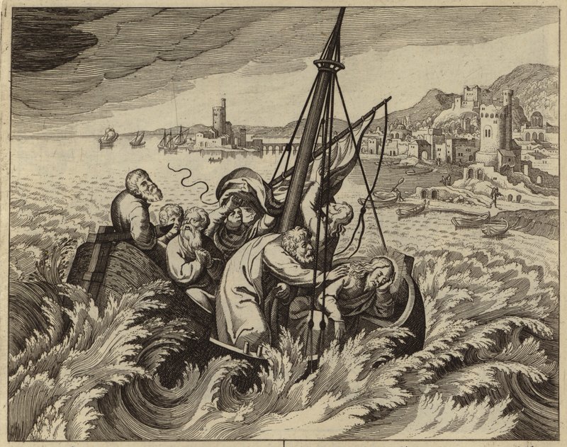 Jezus Chrystus uspokaja burzę (rycina) autorstwa European School