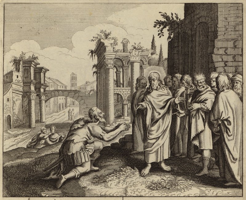 Jezus Chrystus uzdrawia syna urzędnika (Jan 4) (rycina) autorstwa European School