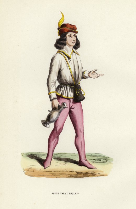 Young English Valet (kolorowy grawerunek) autorstwa European School