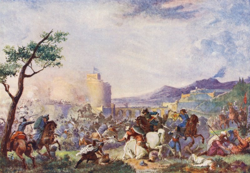 Jan Sobieski na Odsieczy Wiedeńskiej (kolorowa litografia) autorstwa European School