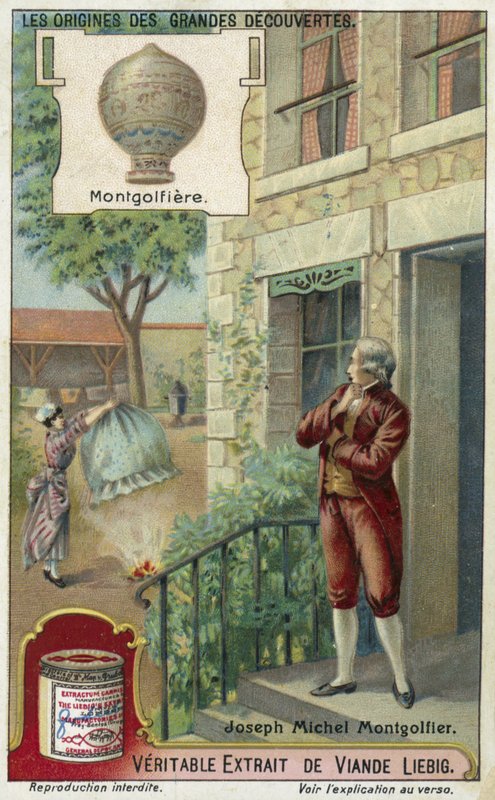 Joseph Montgolfier i balon na ogrzane powietrze autorstwa European School
