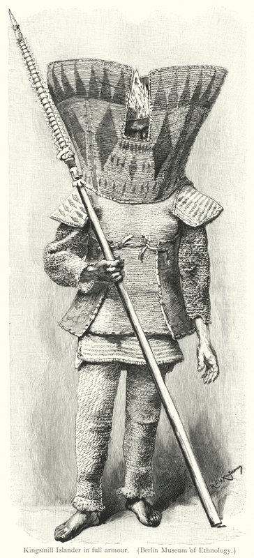 Kingsmill Islander w pełnej zbroi (grawerunek) autorstwa European School