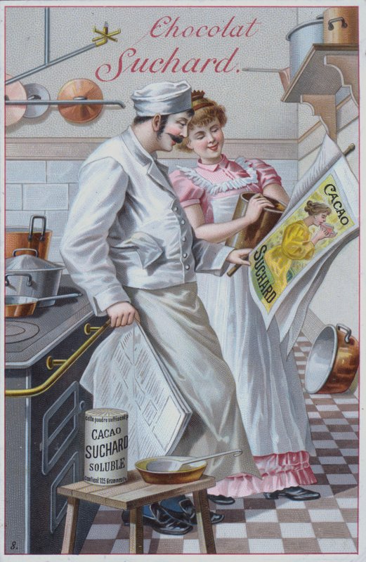 Scena kuchenna, reklama Suchard kakao (chromolitho) autorstwa European School