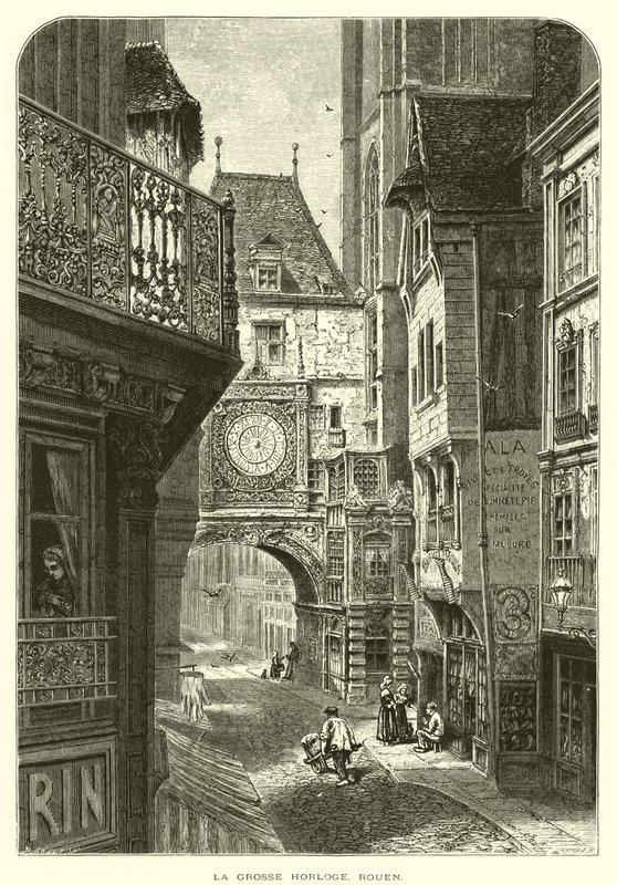 Wielki Zegar, Rouen (grawerowanie) autorstwa European School