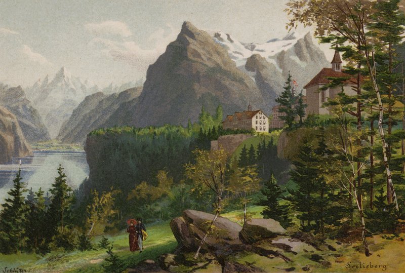 Jezioro Czterech Kantonów: Seelisberg (litografia kolorowa) autorstwa European School