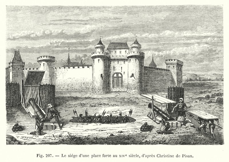 Oblężenie warowni w XIV wieku, wg Christine de Pisan (rycina) autorstwa European School