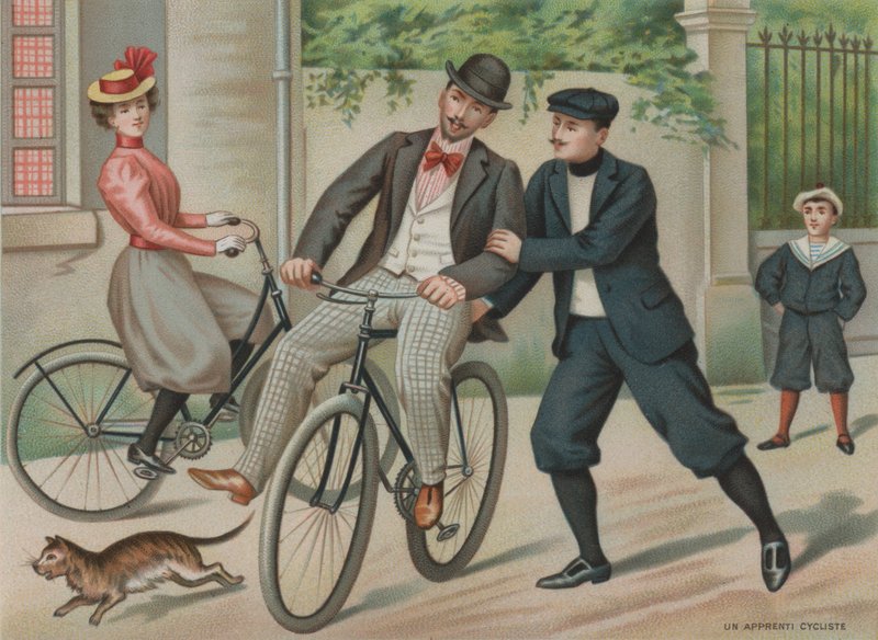 Nauka jazdy na rowerze (chromolitho) autorstwa European School