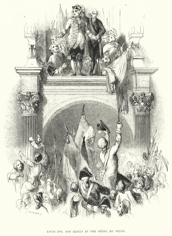 Ludwik XVI i Bailly w Hotel de Ville (grafika) autorstwa European School