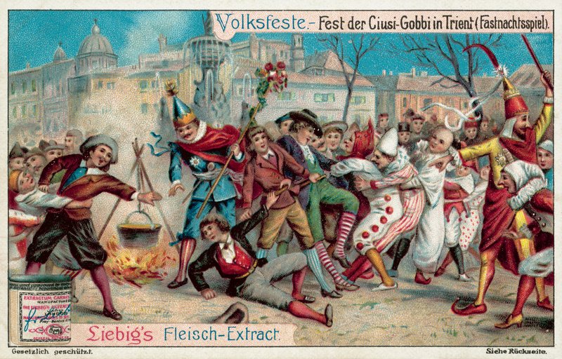 Obchody Mardi Gras w Trydencie we Włoszech (chromolitho) autorstwa European School