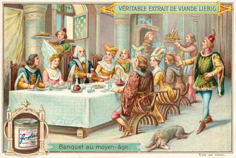 Średniowieczny bankiet (chromolitho) autorstwa European School