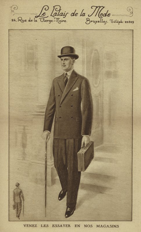 Moda męska około 1930 roku (litografia) autorstwa European School