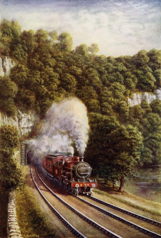 Pociąg ekspresowy Midland Scotch na Midland Railway przejeżdżający przez Yorkshire Dales (kolor lito) autorstwa European School