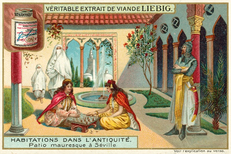 Mauretańskie patio w Sewilli (chromolitho) autorstwa European School