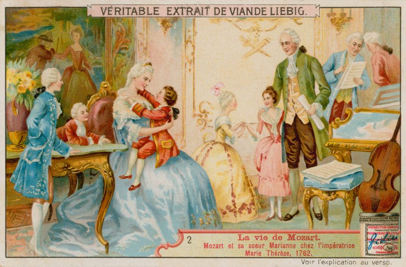 Mozart i jego siostra Marianne z cesarzową Marią Teresą autorstwa European School