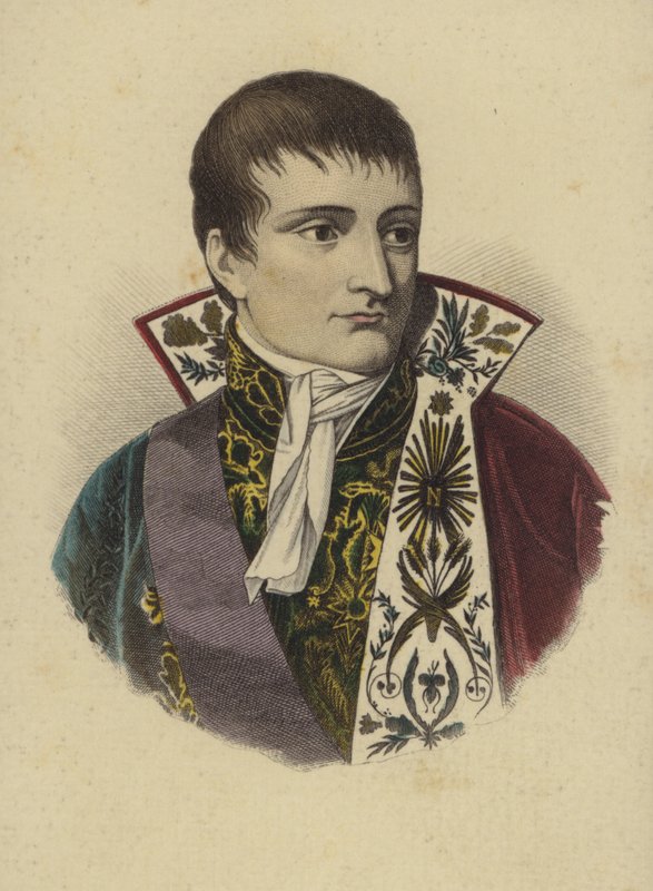 Napoleon Bonaparte (kolorowy grawerunek) autorstwa European School