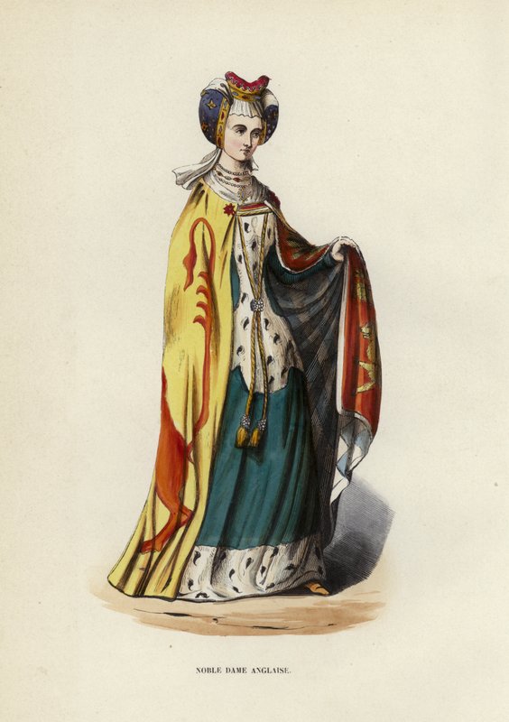 Noble Dame Anglaise (kolorowy grawerunek) autorstwa European School