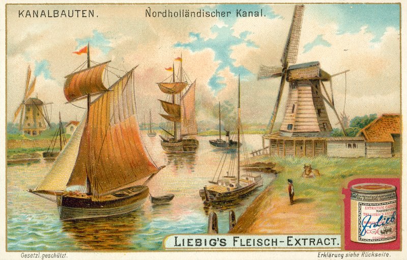 Noordhollandsch Kanaal, Holandia (chromolitografia) autorstwa European School