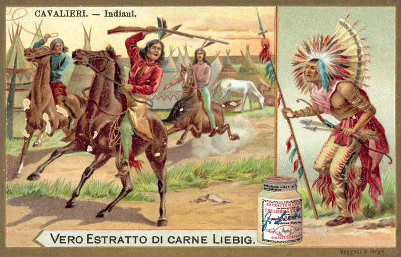 Indianie Ameryki Północnej (chromolitho) autorstwa European School