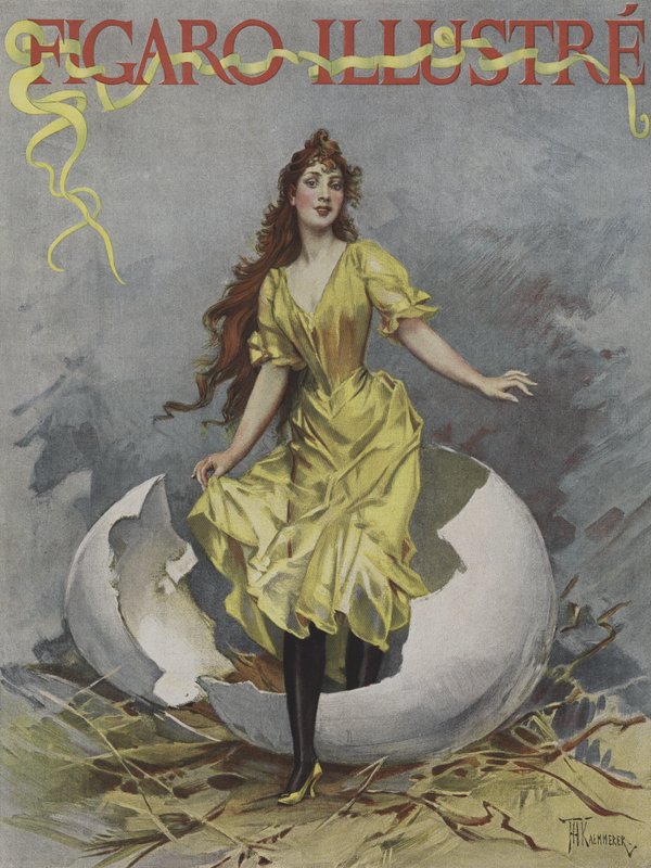 Jajko wielkanocne. Okładka Le Figaro Illustre, kwiecień 1893 (kolor lito) autorstwa European School