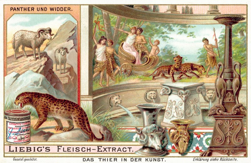 Pantery i barany (chromolitho) autorstwa European School